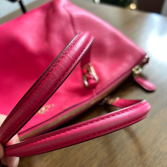Coach Fuchsia  Magenta Pebbled Leather Kelsey Satchel Crossbody - Picture 15 of 16